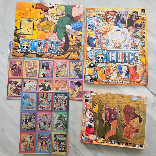 ÁLBUM ENCICLOPEDIA ONE PIECE – COMPLETO + PÓSTER + 10 POSTCARDS